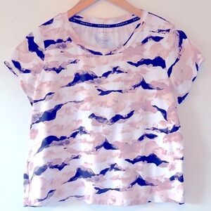 DANSKIN Black & Pinks Patterned Tee Medium